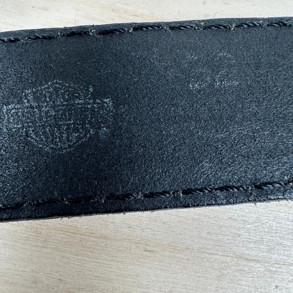 Vintage Harley Davidson Leather Belt Black 34 Authentic‎ Made in USA